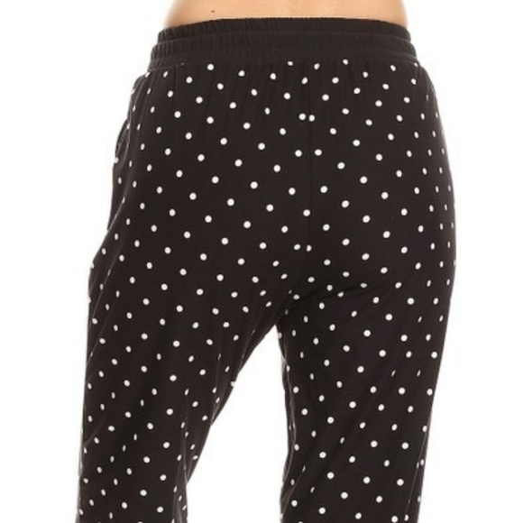 Buttery-soft Joggers Black w/ White Polka Dots - Picture 3 of 4